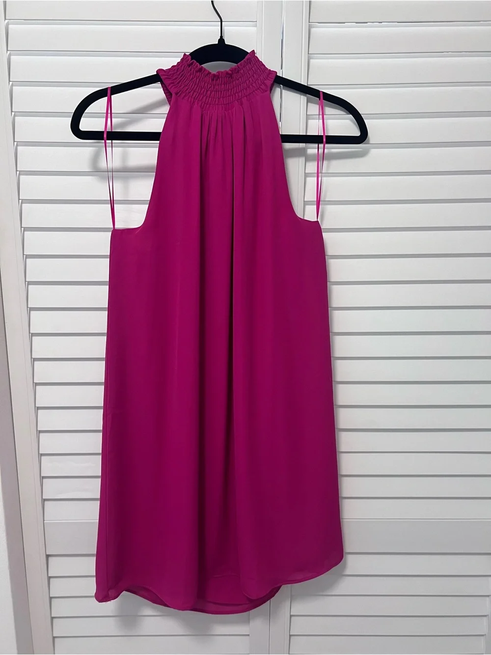 Krisa smocked turtleneck shift Dress in Bright Fuchsia small from Revolve